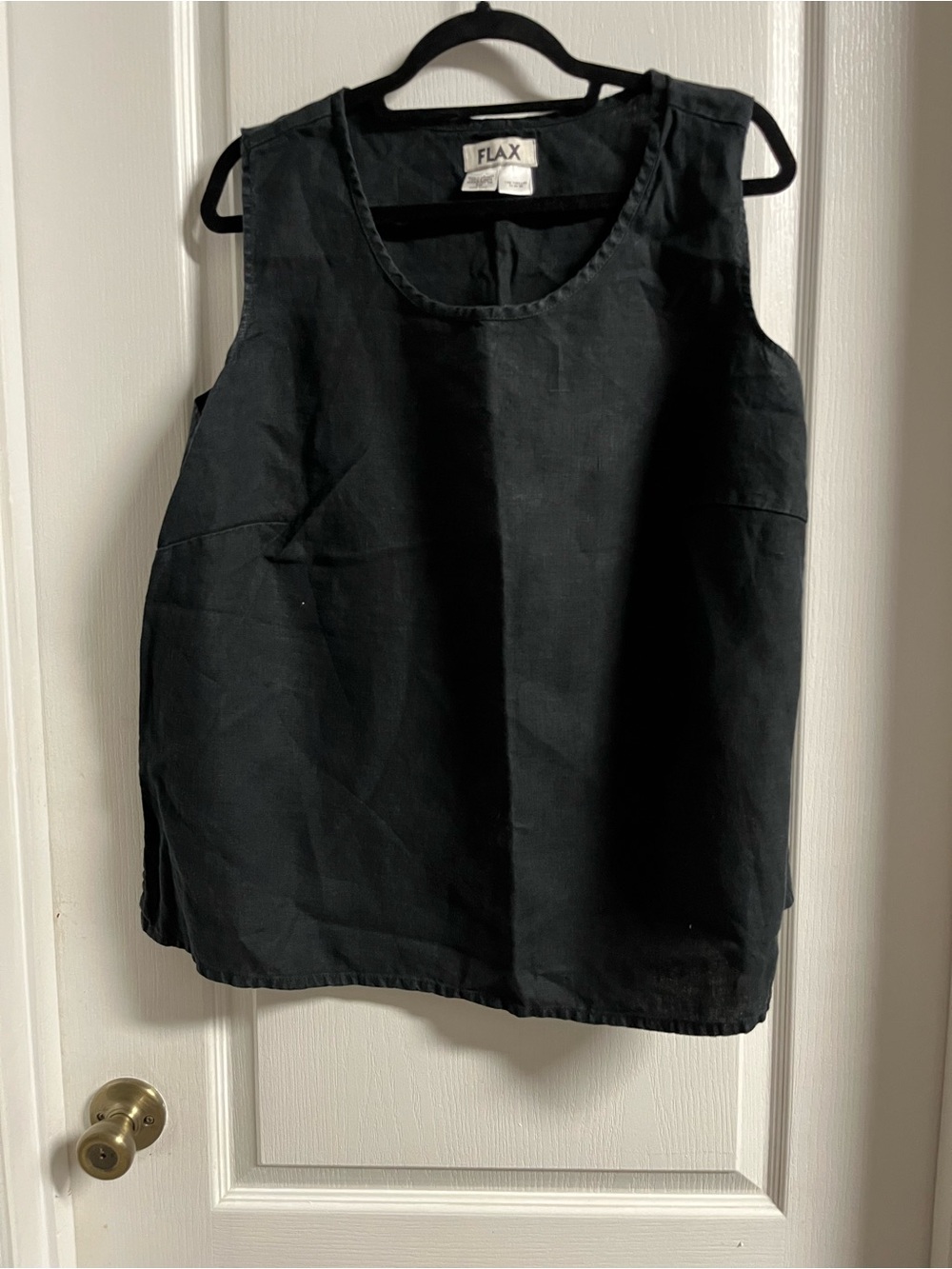 Flax Black Linen Scoop Neck Tank Top